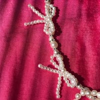 Image 3 of Faux Pearl Bow Necklace 
