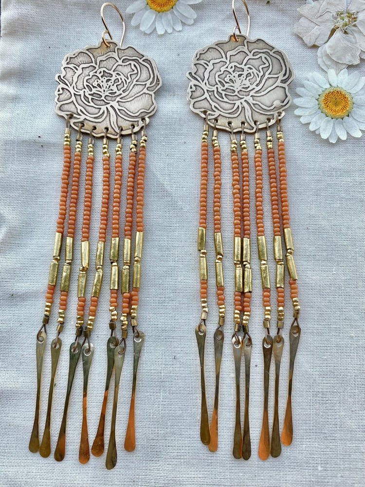 Image of Rose Earrings with Smokey Rosewood