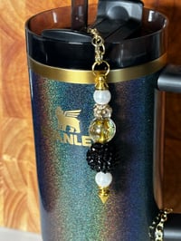 Image 3 of Wild Blooms Black, Cream and Gold Tumbler Straw Bauble