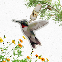 Ruby-Throated Hummingbird Keychain