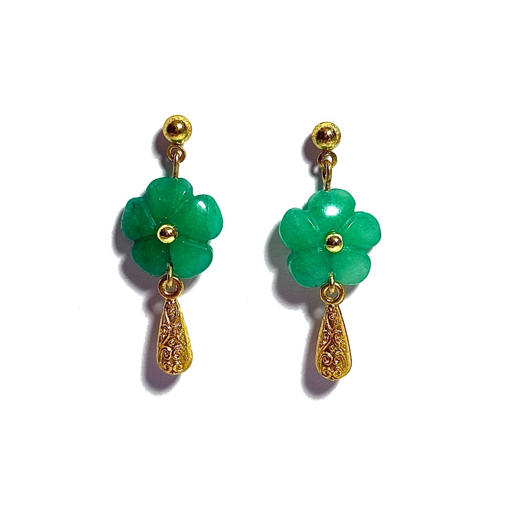 Image of Jade Flower Earrings