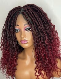 Image 2 of Twist Braided Wigs Knotless Synthetic Full Lace Wigs Crochet Dreadlocks Wig with Curly Hair 