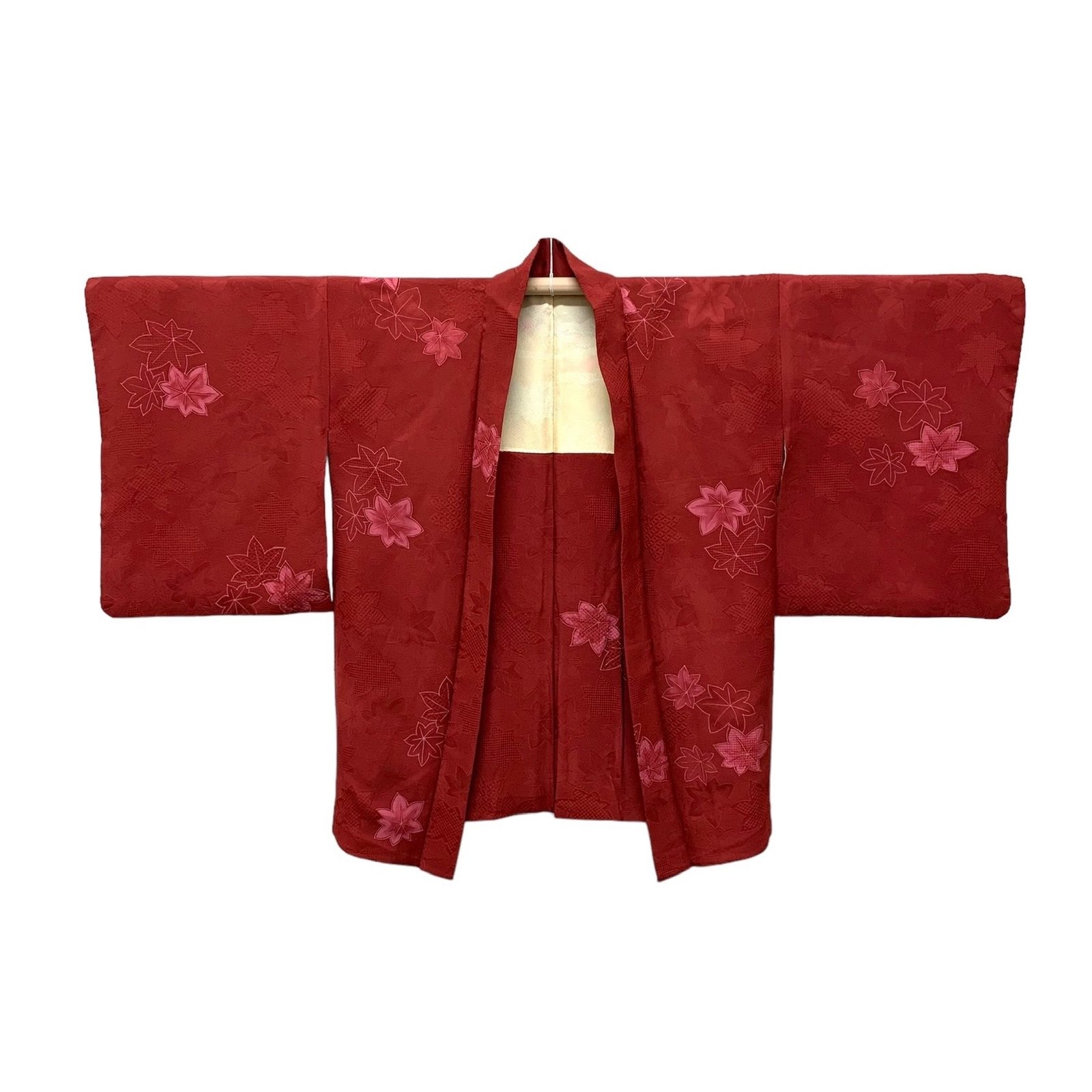 Antique Silk Haori (Cherry Red Maple Leaf) | LUMEN