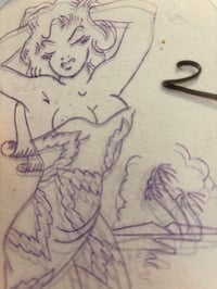 Image 1 of Sailor Jerry Pinup by Kandi!  Tattoo Stencil Vtg acetate