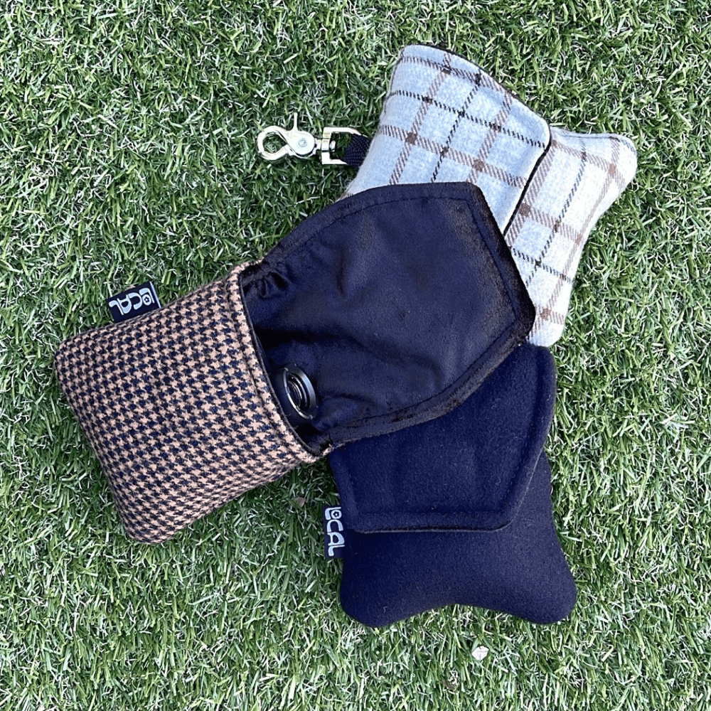 Grey Wool Check Range Finder Pouch