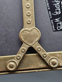 Image 5 of Vintage art nouveau brass Heart frame with real preserved web.