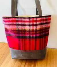 Image 3 of Raspberry Woollen Tartan-Embroidered Flowers