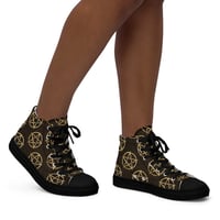 Image 6 of All Over Gold and Black Pentagram Women’s high top canvas shoes