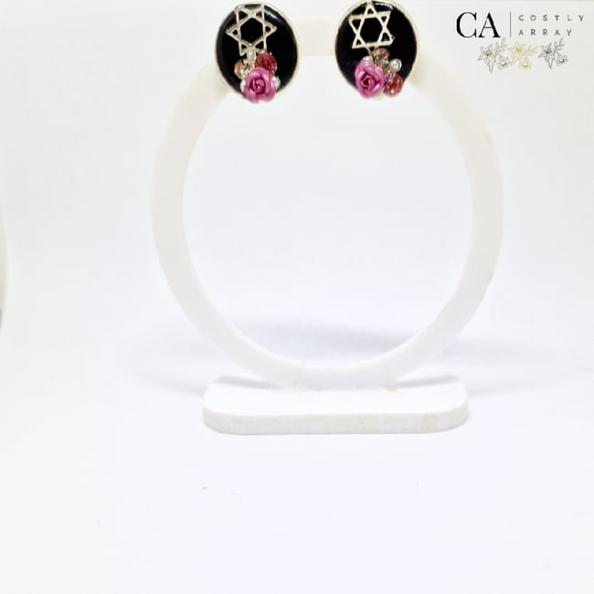 Silver and pink dawada earrings 