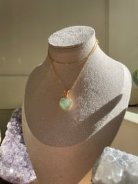Image 4 of Gold Green Fluorite Heart Crystal Necklace