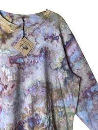 Image 4 of L Unisex Adult Soft Long Sleeve Tee in Muted Watercolor Ice Dye