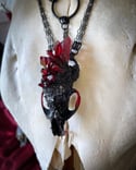 Red Quartz Embellished Muskrat Skull - Necklace