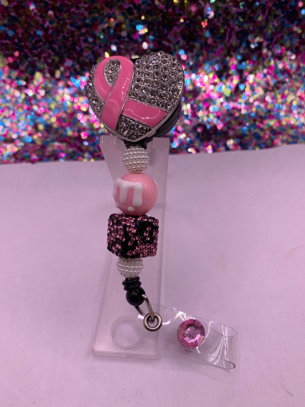 Image of Pink Ribbons Badge Holder 