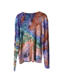 Image 4 of L Unisex Adult Waffle Long Sleeve Shirt in Earthy Rainbow Geode Ice Dye