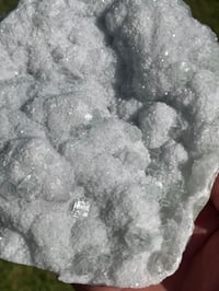 Image 4 of Green Cubic Fluorite With Druzy White Quartz Specimen #1949