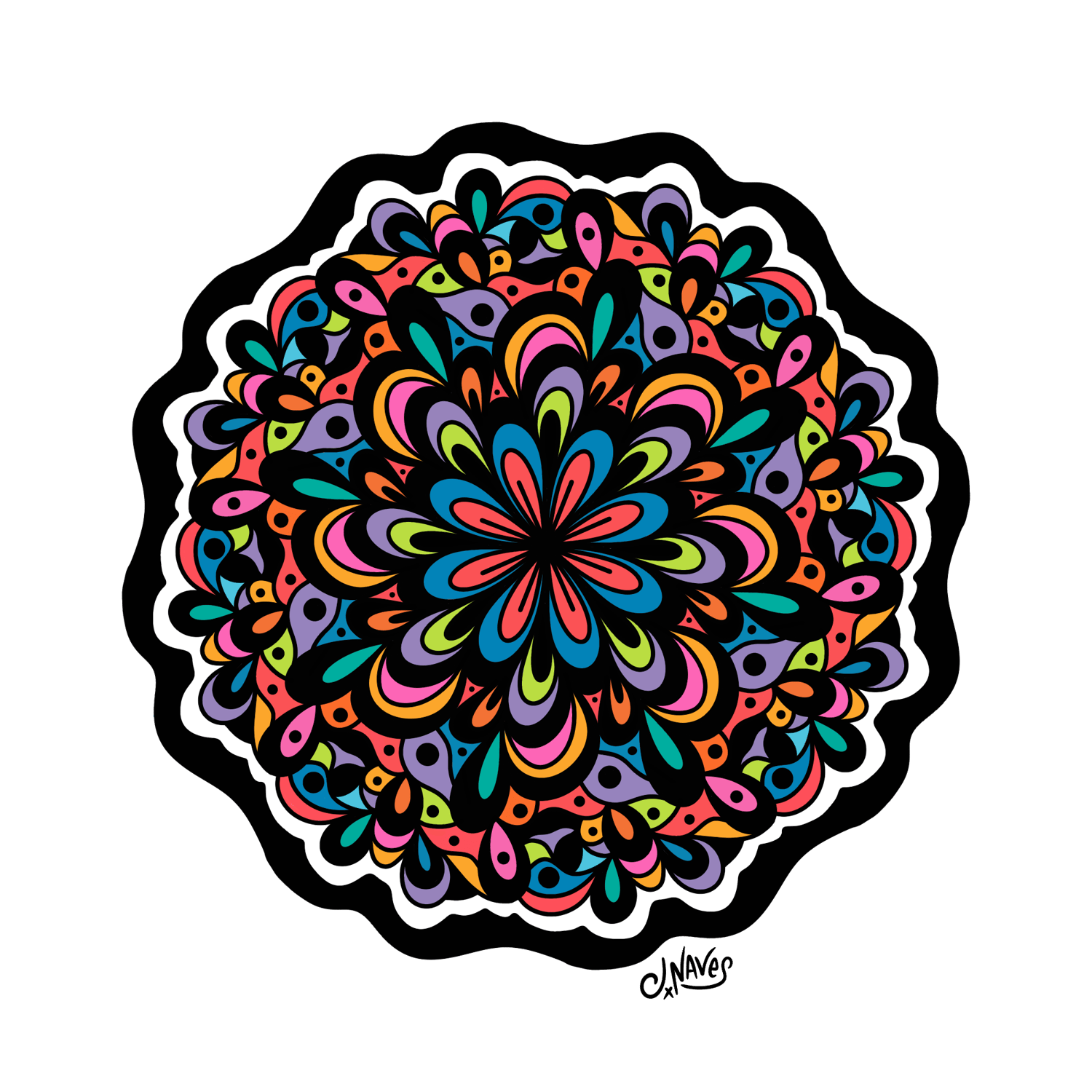 Retro Color Mandala - Sticker