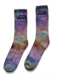 Image 5 of M/L Adult VANS Hand-Dyed Crew Socks in Soft Rainbow Ice Dye 