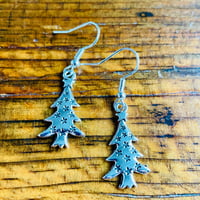 Image 1 of Set of 5 pairs of Christmas tree silver plated earrings 