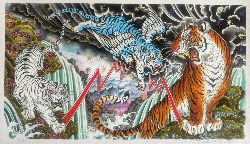 Image of Tim Lehi Hand Embellished "Tiger Book Cover" Giclée Print Signed & Numbered 5/25