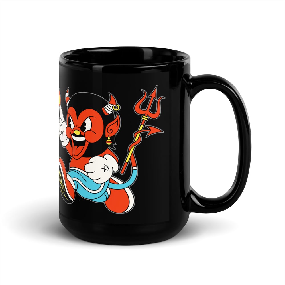 Red Devil Vic-Black Glossy Mug