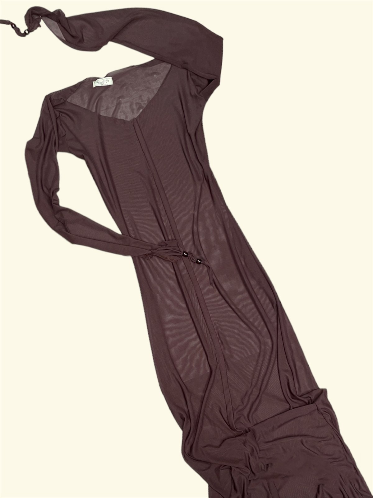 Image of chocolate mesh tulipan maxi dress