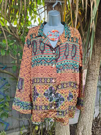 Image 8 of S/ M Sari PJs and matching dust bag with tassel mustard brown jade 