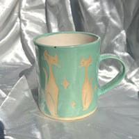 Image 3 of Aqua Retro Cats Mug