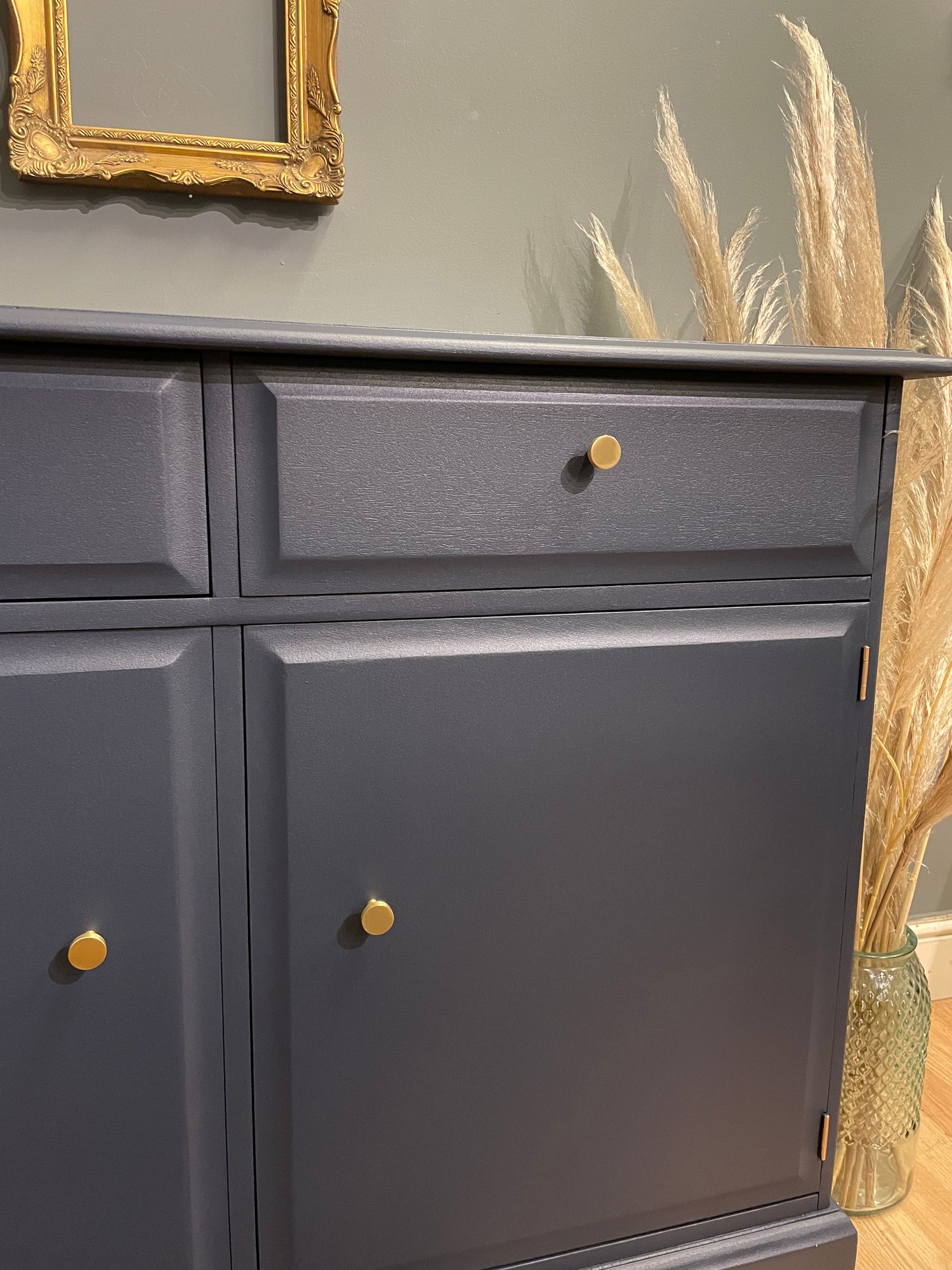 Image of Dark blue & gold small sideboard 