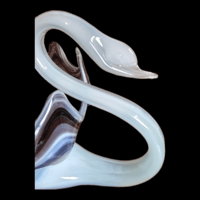 Image 3 of Murano Style Swan Sculpture Purple and White