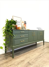 Image 2 of Mid Century Modern Vintage Beithcraft Sideboard / Drinks Cabinet / TV Cabinet painted in green
