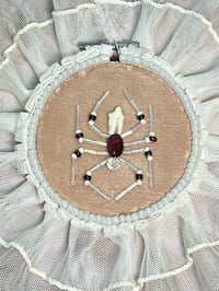 Image 4 of Beaded Border Tooth Spider Embroidery Piece