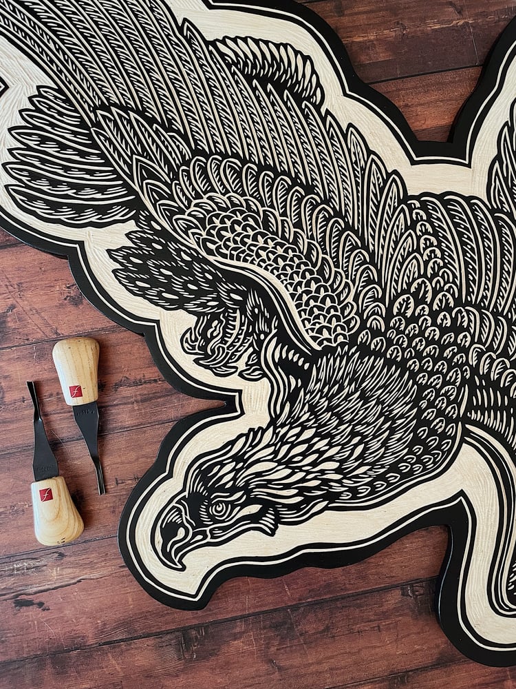 Image of Eagle Woodcut 