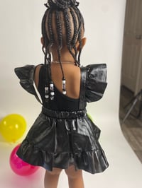 Image 2 of Leather black ruffle dress