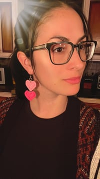 Image 5 of Crochet double heart earrings