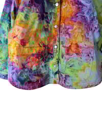 Image 6 of 1X PLUS 100% Cotton Oversized Chore Coat in Spring Bloom Watercolor Ice Dye