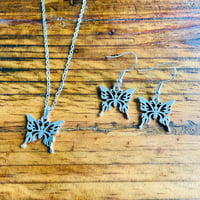 Image 3 of Set of 5 butterfly silver plated necklaces