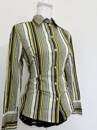 Image 3 of 00s Striped green shirt // M