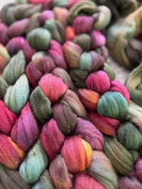 Image 3 of Rainbow Rust, on Rustic Lux: 70% fine Merino, 15% Tibetan Yak, 15% Mulberry Silk