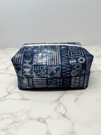 Image 5 of Navy Batik Handmade Boxy Zipper Pouch