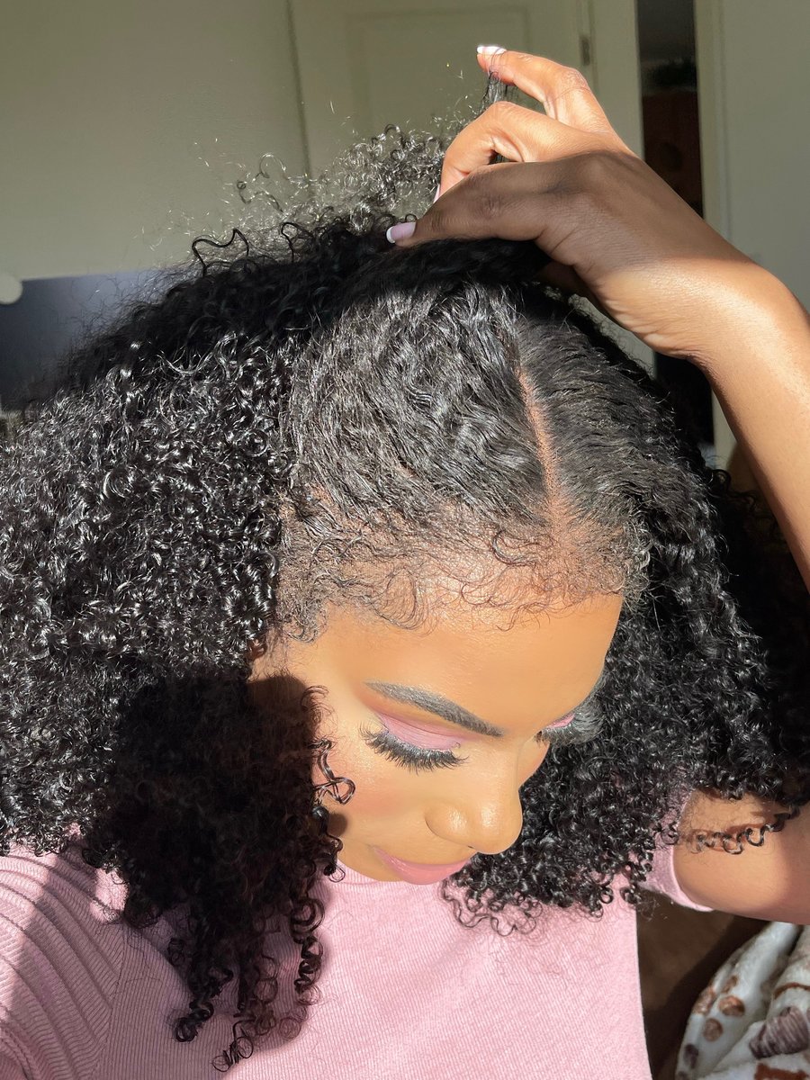 Image of 16 inch KINKY CURLY lace front wig with CURLY EDGES