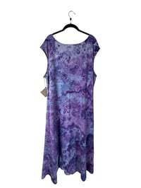 Image 3 of 2X PLUS Stretch Knit Fit and Flare Midi Dress in Purple Haze Ice Dye