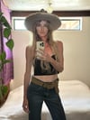 early 1970s golden suede "O" ring belt