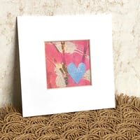 Image 1 of Mini Collage ~ Light Blue Heart, Pink, Cream, Brown ~ 4x4 Inch Mat 