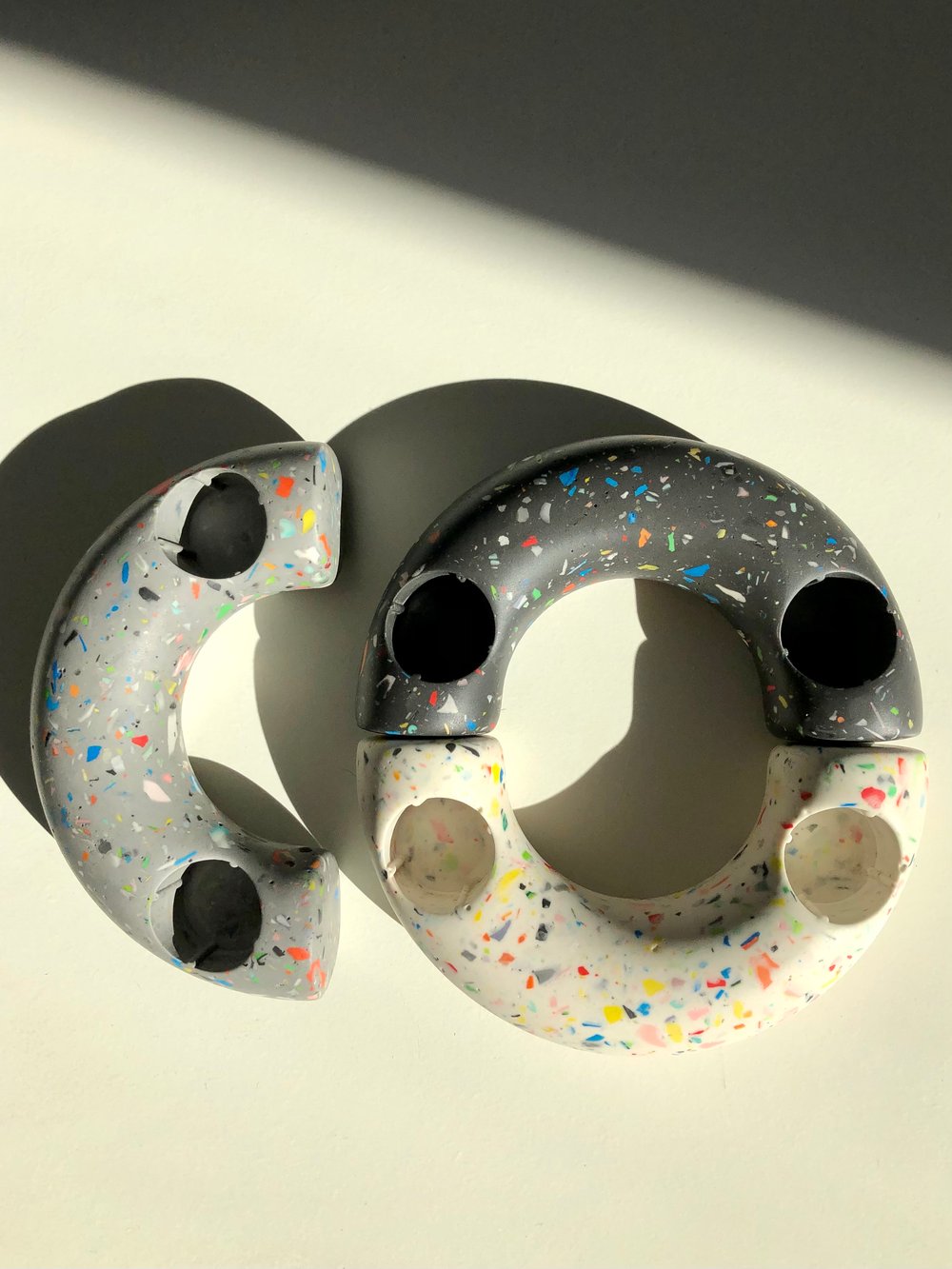 Image of Terrazzo Double Rainbow Long Candle Holder Small