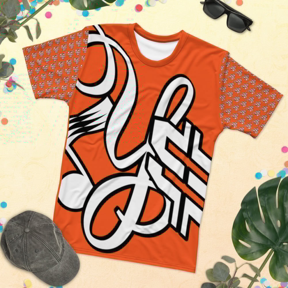 Image of YStress Exclusive Men's Neon Orange, White and Black T-shirt