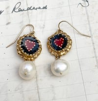 Image 2 of Pearl Drop Heart Earrings RESERVED 