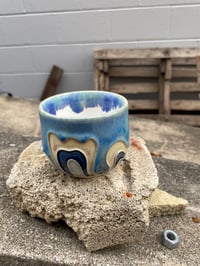 Image 4 of Set Of 4 Sky Blue Espresso Cups w.Petal Motif