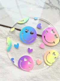 Pastel Rainbow Smileys Acrylic Coaster