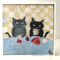 Image 1 of Small square art print-Love cats 