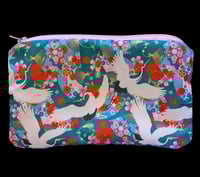 Image 1 of Asian Crane and Folding Fans Zippered Pouch